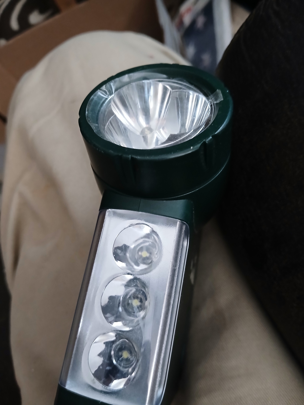 Green LED Dual-Head Flashlight - Portable Handheld Lantern